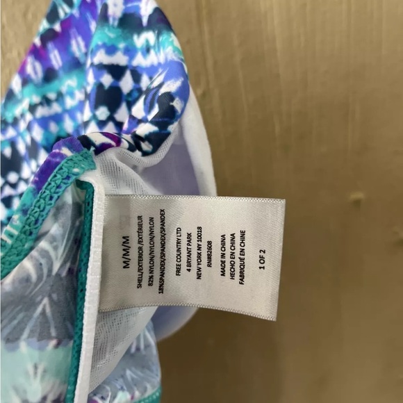 FREE COUNTRY WOMEN'S TANKINI  SWIM suit TOP M strappy back Blue Purple - Picture 7 of 9